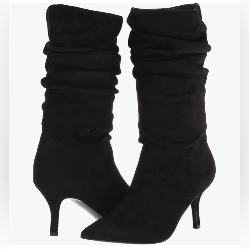 Marc Fisher Women's Manya Ruched Stiletto Pull On Boot Black New Size 8.5